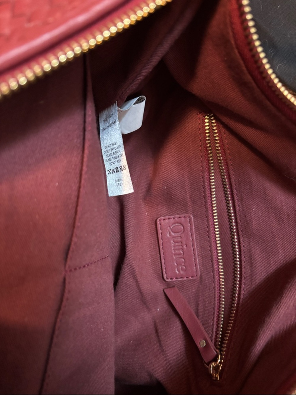 Quince Women's Woven Leather Shoulder Bag in Burgundy - Picture 2 of 9